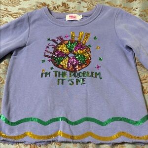 Mardi Gras Girls' Purple Graphic Top